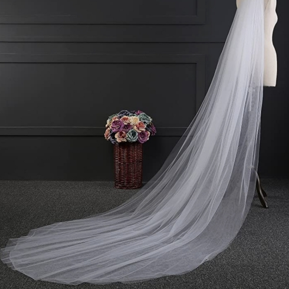 2 Tier Chapel length wedding veil